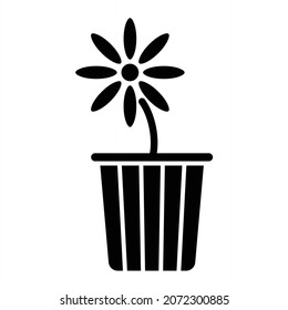 Vector Flower Pot Glyph Icon Design
