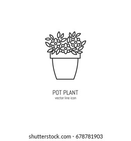 Vector flower pot icon in trendy linear style
