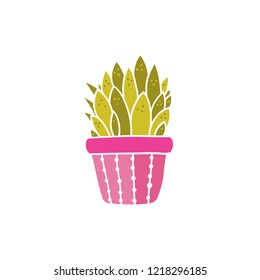 Vector flower in pot illustration isolated in white Perfect for summer greeting cards