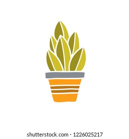 Vector flower in pot illustration isolated in white Perfect for summer greeting cards