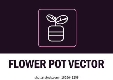 Vector de maceta floral aislado en un fondo oscuro. Para el diseñador.