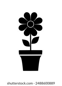 vector flower in pot on white background