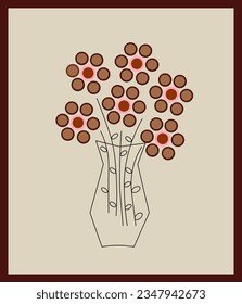 Vector flower in a pot with a simple and minimalistic design. This illustration is suitable for card designs, invitations, wall hangings, book covers and so on.