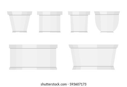Vector flower pots set isolated. Gray pots on white background.