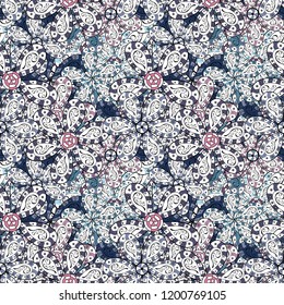 Vector flower print. Vintage outline illustration. Floral white, black and neutral seamless pattern.