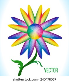 Vector  flower  in rainbow colors. Hand drawn watercolor  illustration