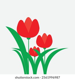 Vector Flower Red Tulip Illustration 