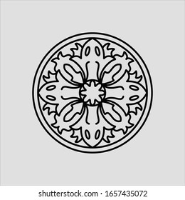 Vector flower rosette. Line illustration