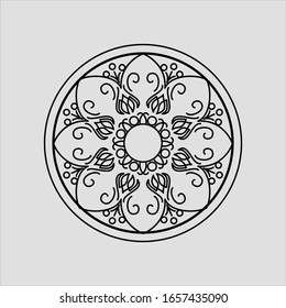 Rosette de flores vectoriales. Ilustración de línea
