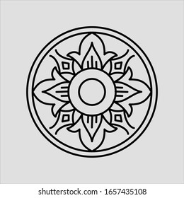 Rosette de flores vectoriales. Ilustración de línea