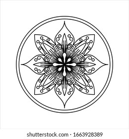 Vector flower rosette. Line illustration. Mandala pattern. 