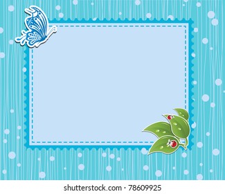 vector flower scrap background with butterfly and ladybird