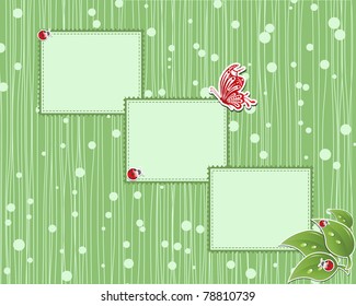 vector flower scrap background with butterfly and ladybird