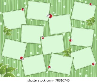 vector flower scrap background with butterfly and ladybird