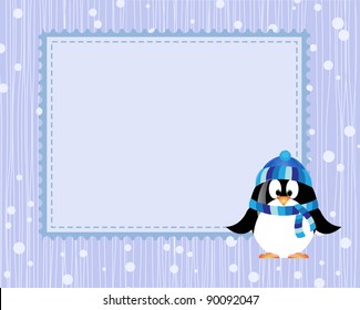 vector flower scrapbook background with penguin