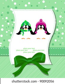 vector flower scrapbook background with penguin
