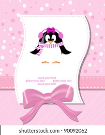 vector flower scrapbook background with penguin