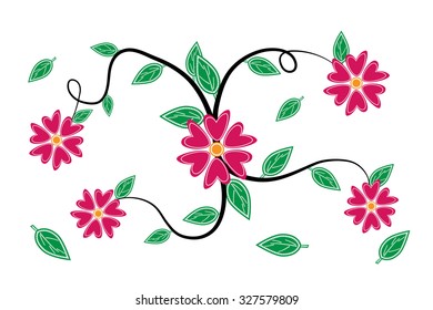 vector flower with seam for pattern to design textile print.