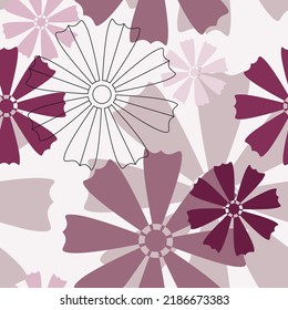 Vector flower seamless pattern. Abstract floral background illustration. Summer holiday backdrop. Wallpaper, fabric, textile, print, wrapping paper or package design.