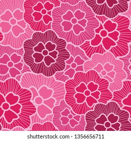 Vector flower seamless pattern background in pink color shades. Perfect use for fabric, wallpaper projects, scrap-booking, gift-wrap papers, and on many more items.