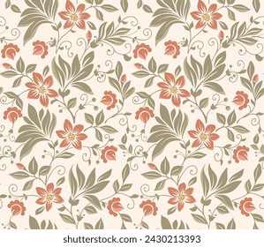 Vector flower seamless pattern background. Elegant texture for backgrounds. Classical luxury old fashioned floral ornament, seamless texture for wallpapers, textile, wrapping