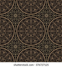Vector flower seamless pattern background. Elegant texture for backgrounds. Abstract round ornament seamless texture. Geometric floral ornament background. 