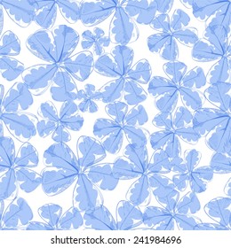 Vector flower seamless pattern. Blue floral background for decoration textiles, pillows, blankets, sheets. The background for the design of perfume bottles. Light blue floral background hand drawn