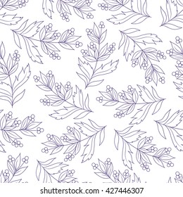 Vector flower seamless pattern. Botanic texture, detailed flowers illustrations. Doodle hand drawn style, folk gentle floral background