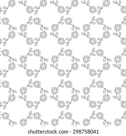 Vector flower seamless pattern. Cute floral print.  Monochrome background.