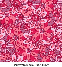 Vector flower seamless pattern. Doodle style. The background for posters, cards and fabric.