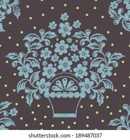 Vector flower seamless pattern element. 
