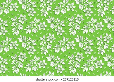 Vector flower seamless pattern element. Elegant texture for backgrounds. 3D elements with shadows and highlights. Paper cut.