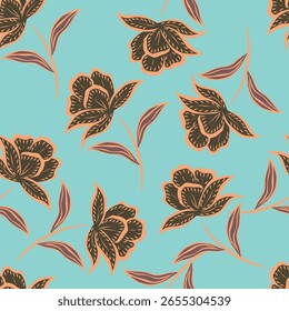 Vector flower seamless pattern element. Elegant texture for backgrounds