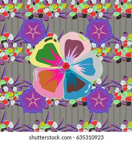 Vector flower seamless pattern in green and gray colors.