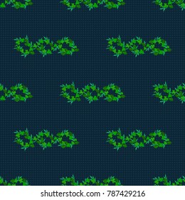 Vector flower seamless pattern in green and blue colors.
