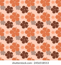 Vector flower seamless pattern with hibiscus.