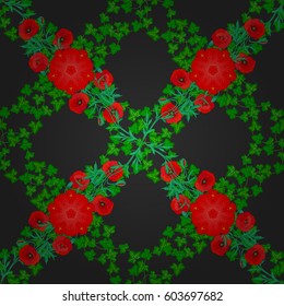 Vector flower seamless pattern on a gray background.