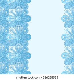 Vector flower seamless pattern. Simple floral background with beautiful abstract flowers. Cute wedding print with swirls and leafs. Vintage sweet and cute art. Blue pretty colorful art.