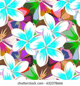 Vector flower seamless pattern in violet and pink colors.