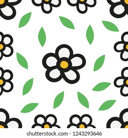 Vector Flower seamless pattern with a white background
