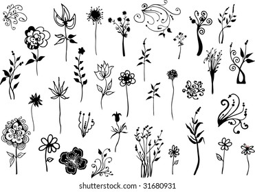 Similar Images, Stock Photos & Vectors of Botany. Set. Vintage flowers ...