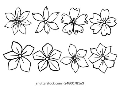 Vector flower set collection. Hand drawn design elements for decoration