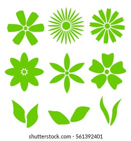 Vector flower set. Decorative flowers.