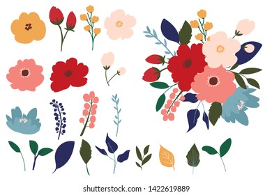 vector flower set - elements