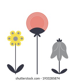 Vector flower set in a flat style.