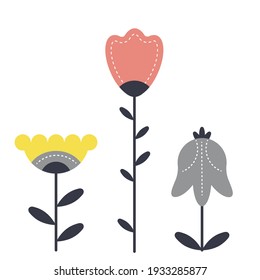 Vector flower set in a flat style.