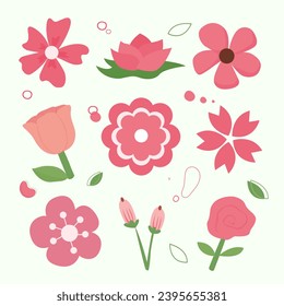 vector flower set hand draw illustration element colorful