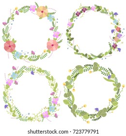 Vector flower set. Herbs wreath, wedding invitation, save the date or greeting design