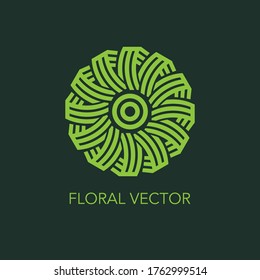 Vector flower shaped design. An illustration logo. An art form of Mandala.