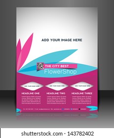 Vector Flower Shop Brochure, Flyer, Magazine Cover & Poster Template